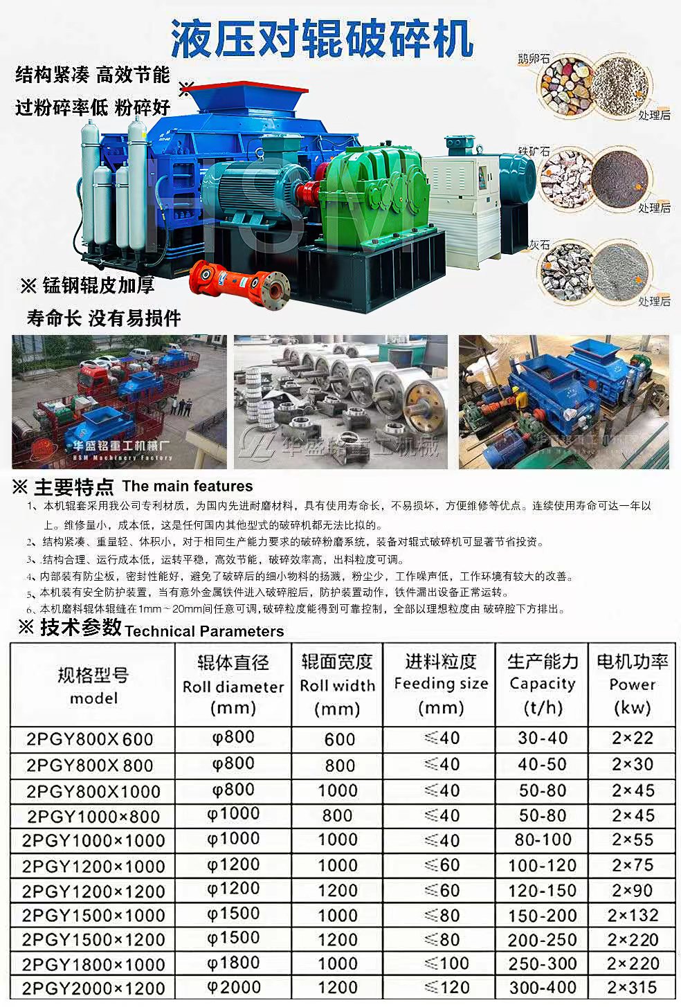 大型對輥制砂機參數